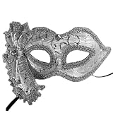 SILVER BROCADE VENETIAN MASQUERADE COSTUME MASK