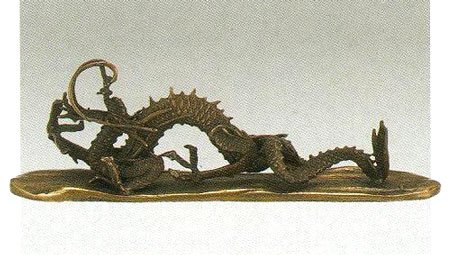 瑞龍文　文鎮（ずいりゅうもん）　蝋型青銅製　（桐箱付）　大森孝志作19-2