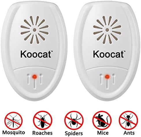 Koocat Ultrasonic Pest Repeller for Insects, Rodents, Mice, Rats, Ants, Spiders, Cockroaches, Bug, Premium Pest Control Repellent, Uses the Latest High-Effective Ultrasonic Technology_Set of 2