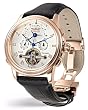 Perigaum Mens Rose Gold w/ White Dial and Dual Time Zone Excalibur Watch