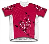 Cherry Red Blossom Cycling Jersey for Women