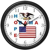Obama - Hope - US Flag and Bald Eagle Seal - President Barack Obama Commemorative Wall Clock by WatchBuddy Timepieces (Slate Blue Frame)