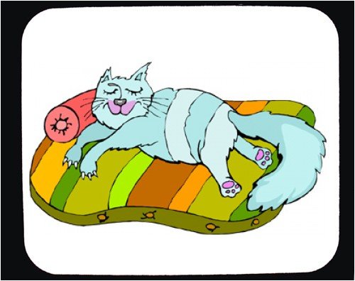 Decorated Mouse Pad with cat, blanket, sleeping