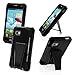 HRWireless T-Stand Kickstand Hybrid Double Layer Cover Case for LG LS720 - Retail Packaging - Black/Black