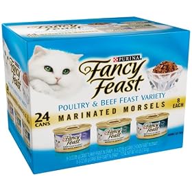 Fancy Feast Marinated Morsels Cat Food Variety Pack, Poultry and Beef, 4.50-Pound