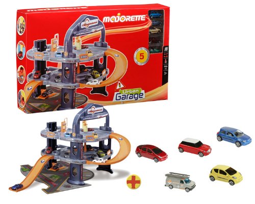Dickie Majorette 212056010  - Urban Garage + 5 Autos. 3 Etagen Parkhaus, Aufzug, Waschstra&szlig;e, Hebeb&uuml;hne, 62 x 45 x 59cm