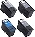 4 Pack Remanufactured (Series 11) DELL CN594 and CN596 (3 Black + 1 Color) Ink Cartridges KX701 KX703 for Dell 948 All-In-One, V505 All-In-One, V505w All-In-One Printers