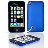 Dark Blue Rubber Feel with Lens Snap-On Cover Hard Case Cell Phone Protector for Apple iPhone i-Phone 3G