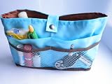 Organisateur De Sac, Pochette / Sac De Rangement Intérieur Pour Sac À Main - Couleur Bleu Turquoise Et Marron-Chocolat