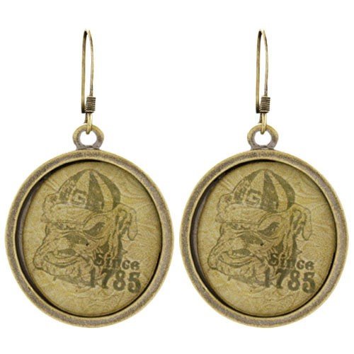 Georgia Bulldogs Vintage Antique Brass Earrings