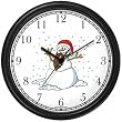 Snowman or Snow man with Scarf Christmas Theme Wall Clock by WatchBuddy Timepieces (Black Frame)