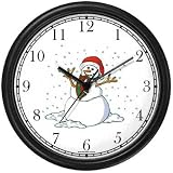 Snowman or Snow man with Scarf Christmas Theme Wall Clock by WatchBuddy Timepieces (Slate Blue Frame)