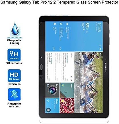 Samsung Galaxy Tab Pro 12.2 Tempered Glass Screen Protector, Ischulke® Tempered Glass Screen Protection for Samsung Galaxy Tab Pro 12.2, 9 H Hardness, 0.3mm Thickness, Shatterproof, High Definition Clear Tempered Glass, Oleophobic Coating