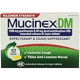 Mucinex DM Maximum Strength 12-Hour Expectorant and Cough Supressant Tablets, 42 Count