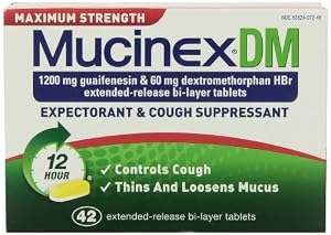 Mucinex DM Maximum Strength 12-Hour Expectorant and Cough Supressant Tablets, 42 Count