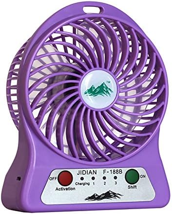 Battery Portable Rechargeable Electric Desktop Fan, Power Bank, Great for Outdoor and Indoor Use, Purple