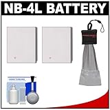 (2) Power2000 NB-4L Rechargeable Batteries with Spudz + Cleaning Kit for Ca ....