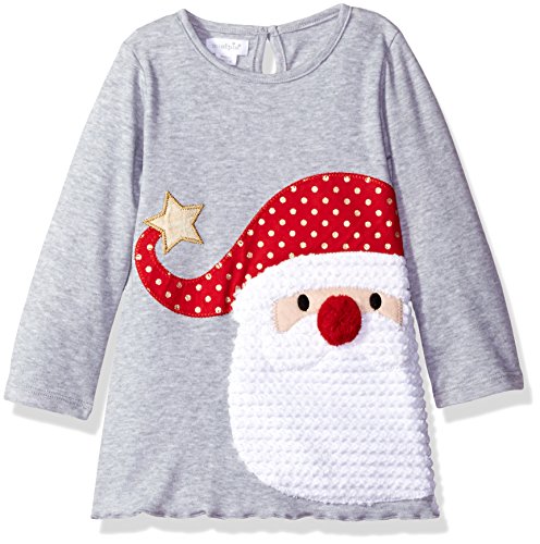 Mud Pie Toddler Girls' Tunic Playwear, Grey Santa, 2T/3T