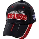 Tampa Bay Buccaneers Team Logo Stripes Black Leather Hat