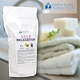 Deep Relaxation Bath Soak Epsom Salt With Lavender Essential Oils & Vitamin C - 100% All Natural No Perfumes & Dyes - Relieve Tension & Stress Naturally - 1 Lb Package