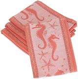DII Coastal Coral Seahorse-Starfish Jacquard Dishcloth, Set of 4