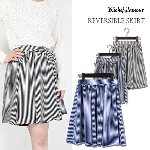 ストライププリント　シフォン　ｘ　T/Rツイル　リバーシブル　スカート