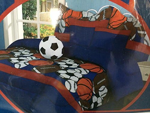 Sports Boys Baseball Basketball Football Twin Comforter Set (6 Piece Bed In A Bag) + BONUS HOMEMADE WAX MELT!