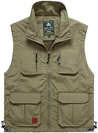 Ucsports Men's Multi-Pocket Mesh Photography Fishing Travel Vest (Khaki, M)