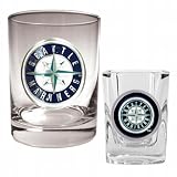 MLB Seattle Mariners Rocks Glass & Square Shot Glass Set - Primary Logo