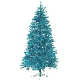 7.5' Sparkling Teal Pre-Lit Laser Tinsel Artificial Christmas Tree - Teal Lights by Santa's Own