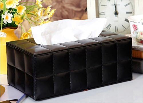 Petty Cabin Siearo New Style Distinctive Decor Sheepskin Grain Tissue Box Rectangular Napkin Box Large Size Tissue Holder 9.8"*5.5"*3.9" (Black)