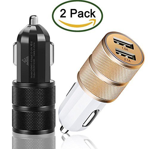 2Pack Shuoge Dual USB Smart Quick Charge Car Charger [2.1A 24W]