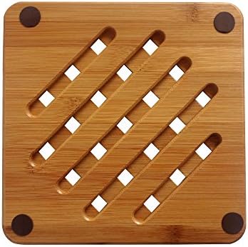 Bambri® HP06P 7 inch Kitchen Bamboo Hot Pad Trivet, Heat Resistant Pads Square