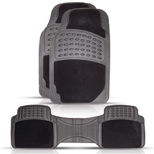 3 PIECE BLACK RUBBER AND CARPET TRUCK MATS
