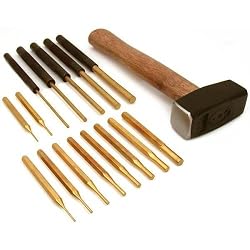 15pc Brass Punch Set Metalworking Wood Hammer Tools