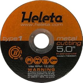 Abrasive Metal Cutting Wheel 5 x .045 x 7 8- Used for Iron, Non-Ferrous Metals, Alloy... by Heleta