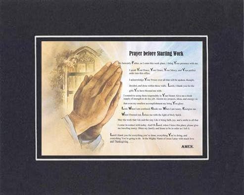 Touching and Heartfelt Poem for Inspirations - Prayer Before Starting Work Poem on 11 x 14 inches Double Beveled Matting (Black on Black)