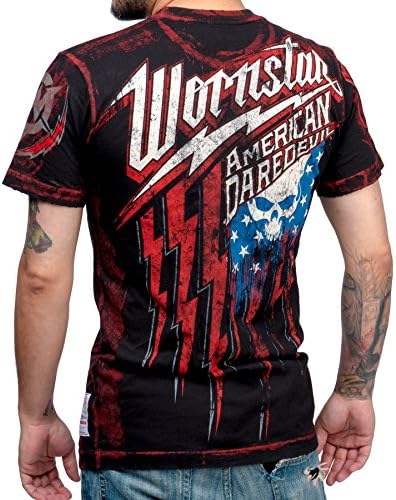 Wornstar Men's American Daredevil T-Shirt Large Black