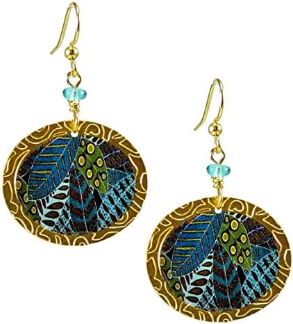 Earth Dreams Handmade Painted Abstract Leaves Dangle Earrings by Gardella USA Plated Surgical Steel Wires