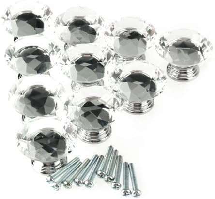 20pcs 30mm Crystal Glass Diamond Shape Cabinet Knob Cupboard Drawer Pull Handle Used for Cabinet, Drawer, Chest by Rbenxia