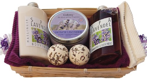 SPA Lavendel Wellness Geschenkset 8 tlg. Duschgel, Bodylotion, 2 x Badepraline, Duftkerze, Preisvergleich