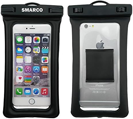 SMARCO Waterproof Dry Bag Case TPU Floating Pouch With Adjustable Strap and Armband, Waterproof, Snowproof, Dustproof, Sandproof for Apple iPhone 6s, 6 Plus -IPX8 Certified to 100Feet (Black)