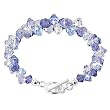 SCBR0013 Made with Swarovski Elements&reg; Lavender Blue and Clear Crystal Bracelet in .925 Sterling Silver with Toggle Clasp 7.5"