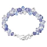 SCBR0013 Made with Swarovski Elements&reg; Lavender Blue and Clear Crystal Bracelet in .925 Sterling Silver with Toggle Clasp 7.5"