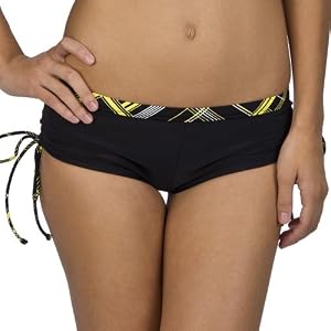 Xhilaration® Juniors Plaid Hipster Swim Bottom - Black/Yellow