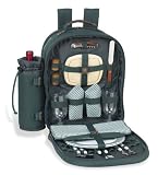 Picnic at Ascot 010G-P Classic-Super Deluxe Picnic Backpack for 2 GREEN PLAID