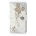 AMASELL Samsung Galaxy Core Prime Bling Crystal Diamond Handmade Folio Wallet Stand PU Leather Case with cash/card holder For Samsung Galaxy Core Prime, Galaxy Win 2, pearl butterfly