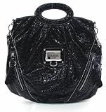 Guess - Guess Black Hayworth Cutout Tote Vinyl Handbag