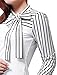 Allegra K Pullover Self Tie-Bow Neck Long Sleeve White Top Shirt for Lady XL