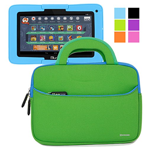Evecase Kurio Xtreme Android Tablet Sleeve, Ultra Portable Handle Carrying Portfolio Neoprene Sleeve Case Bag for Kurio Xtreme 7'' Kids Tablet PC (Toys R Us Released) - Green